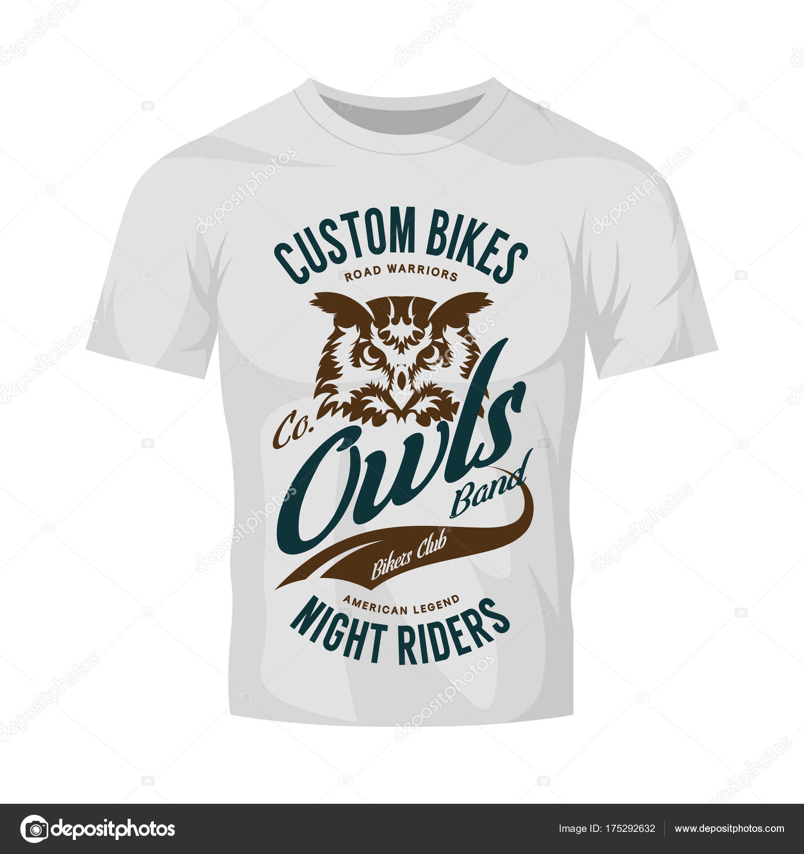 Vintage Bikers Club Vector Logo White Shirt Mock Premium Quality