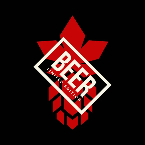 Bière artisanale moderne signe de logo vectoriel pour bar, pub ou taverne, isolé sur fond sombre . — Image vectorielle