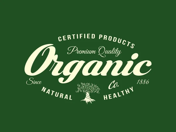 Granja ecológica natural y saludable alimento fresco emblema retro — Vector de stock