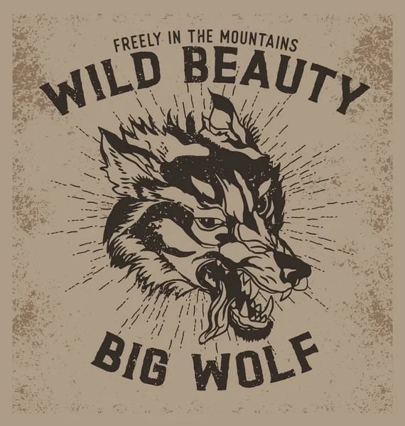 Logotype avec loup et inscription — Image vectorielle