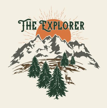 Orman ve dağlar illüstrasyon