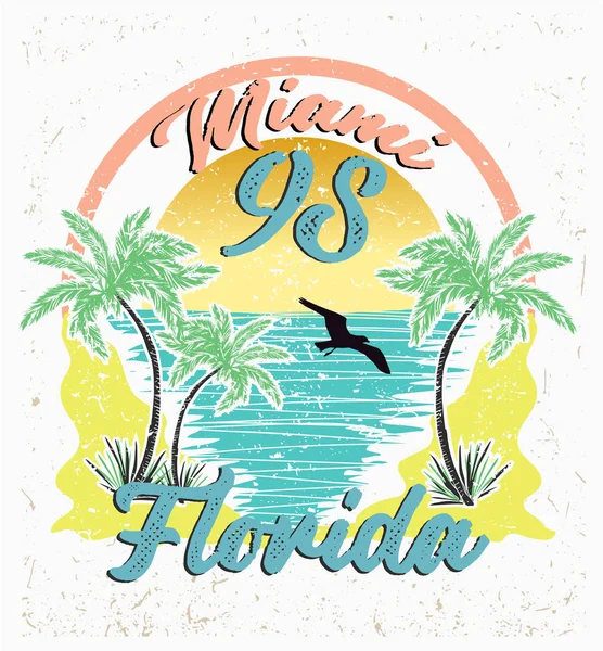 Miami playa ilustración — Vector de stock