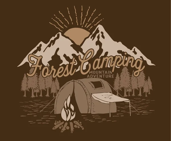 Bosque camping cartel — Vector de stock