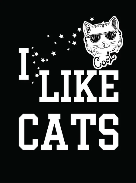 Μου αρέσει γάτες εκτύπωσης — Διανυσματικό Αρχείο