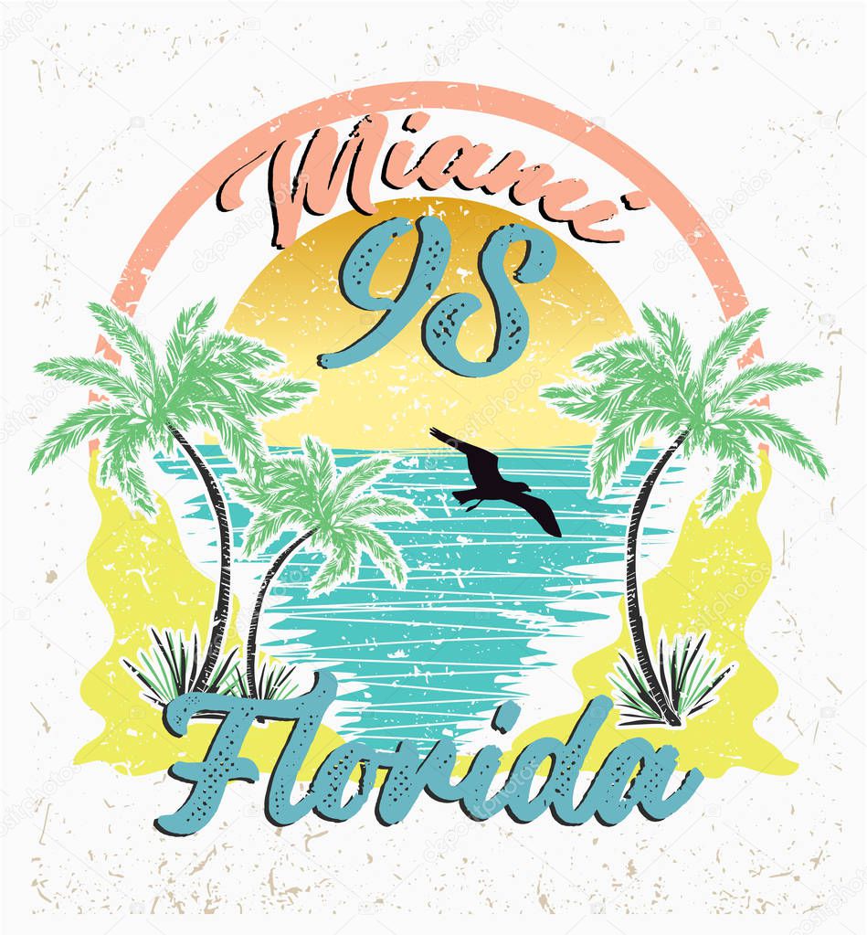 Miami, Florida. vector illustration. t-shirt graphic design