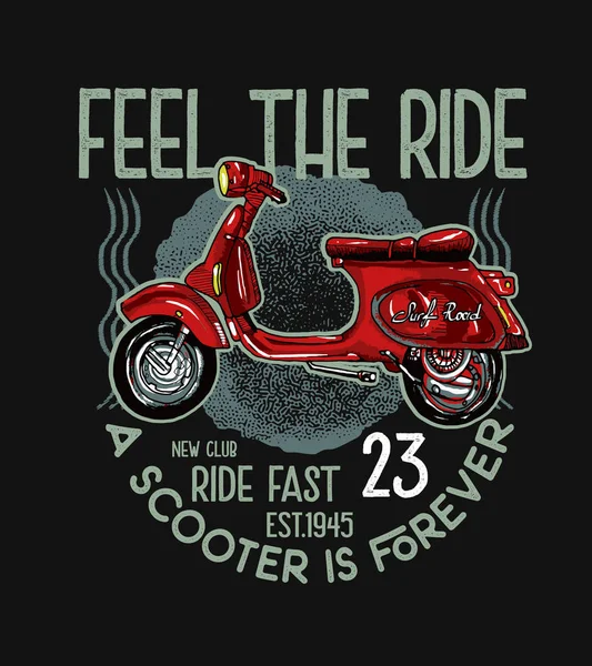 Affiche rétro avec texte Feel the ride — Image vectorielle