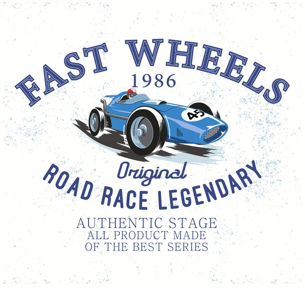Retro Car Race Poster Shirt Apparels Graphic — Stock Vector