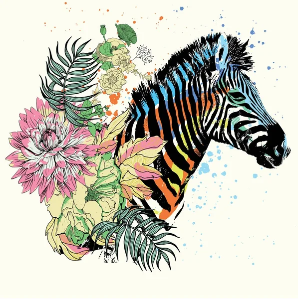 Ilustração da zebra Efeitos de salpicos — Vetor de Stock