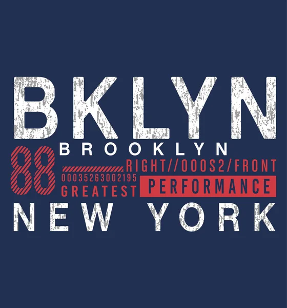 New York, slogan della moda di Brooklyn — Vettoriale Stock