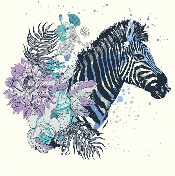 Zebra illüstrasyon Splashing etkileri — Stok Vektör