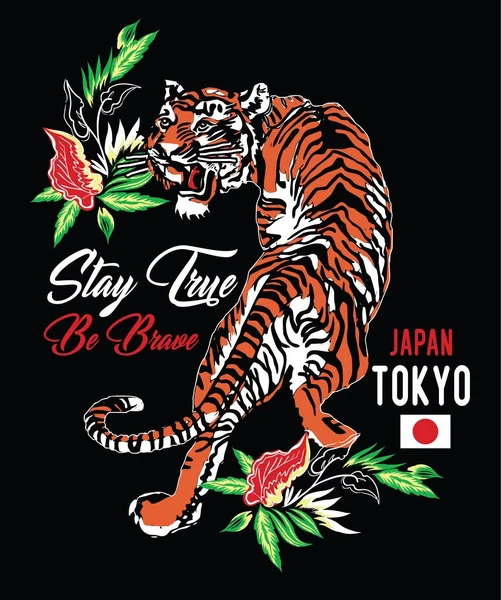 Tiger im japanischen Stil — Stockvektor