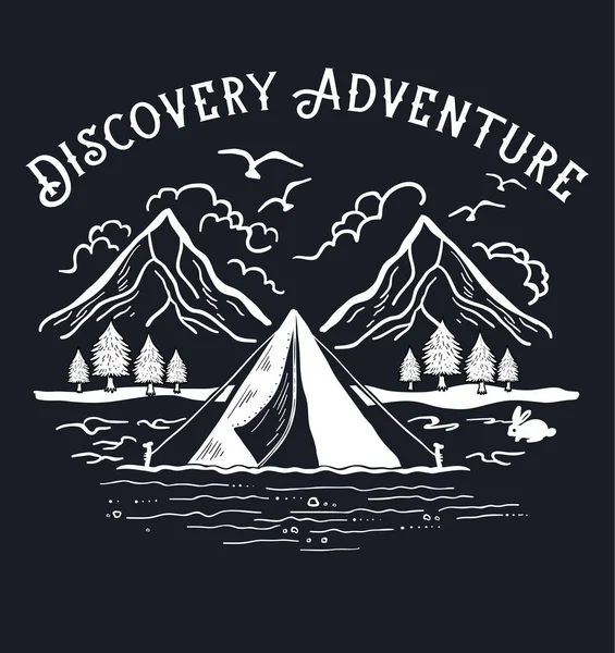 Freiluftlager Abenteuer Und Entdeckungen — Stockvektor