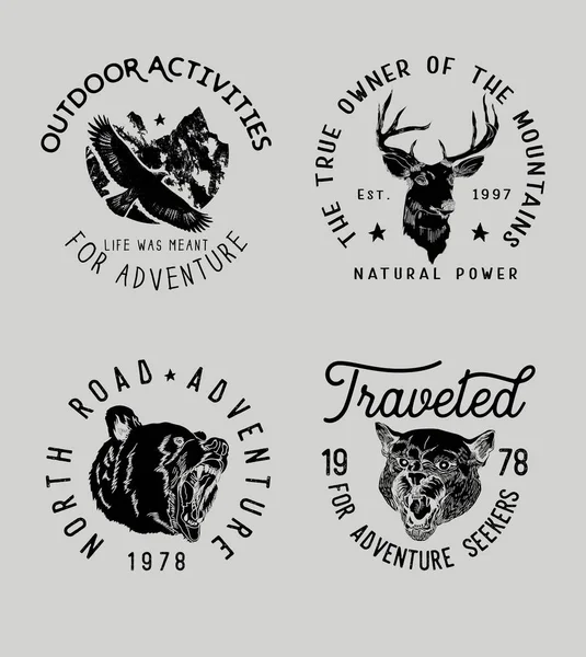 Outdoor Logo Set Shirt Print Design — Stockvektor
