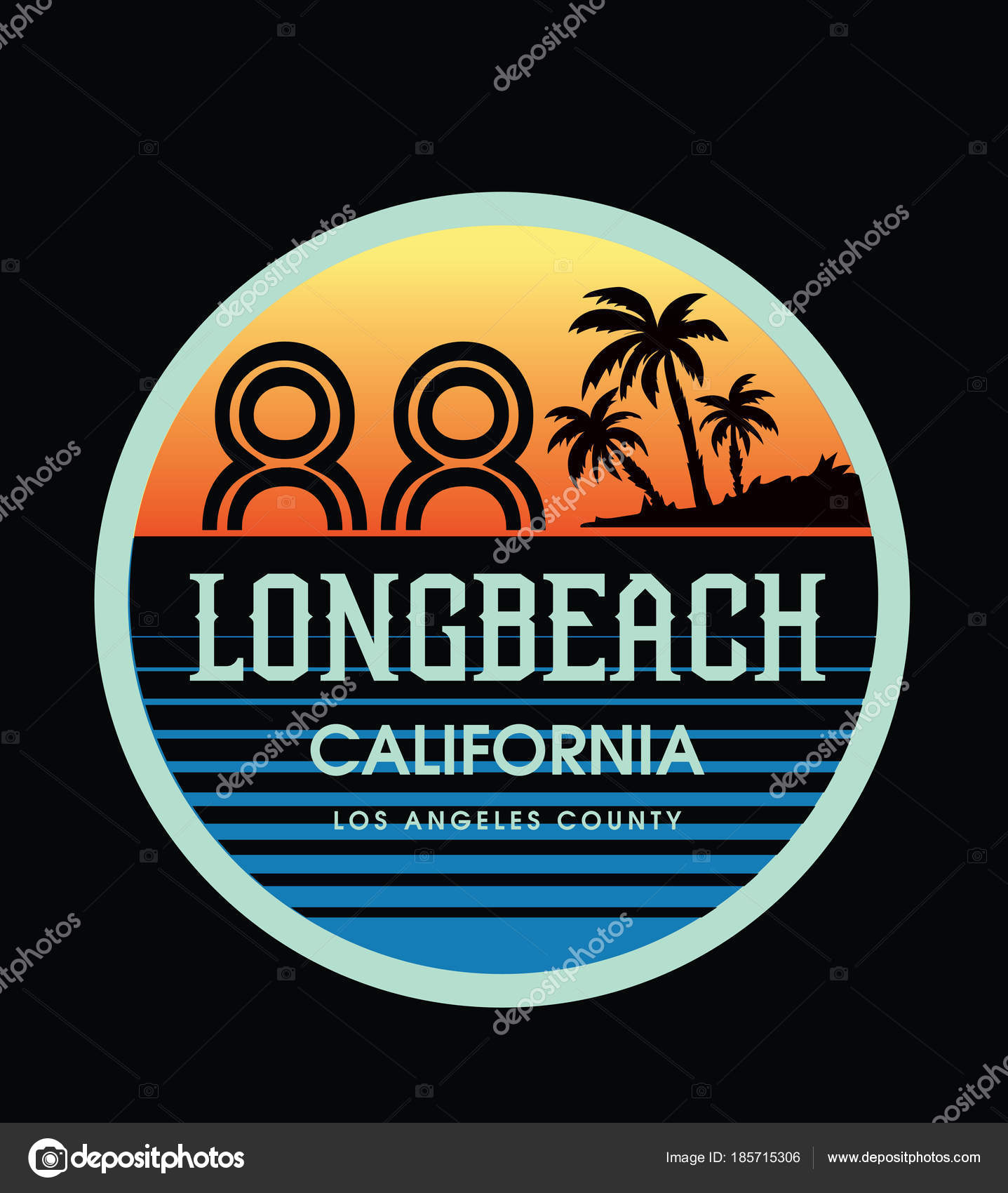 Sunset Beach Surfing Surf Rider Long Beach Vector