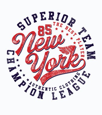 New York city vintage damgası. Renkli baskı için t-shirt vektör çizim