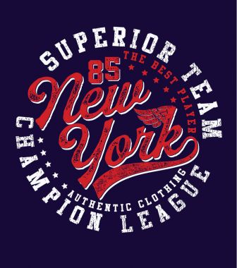 New York city vintage damgası. Renkli baskı için t-shirt vektör çizim