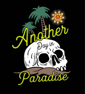 Kafatası tasarım yaz tişört için yazdırır. Vektör çizim