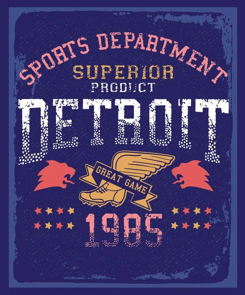 Detroit Sportovní Tričko Design Pro Tisk Vektorové Ilustrace — Stockový vektor