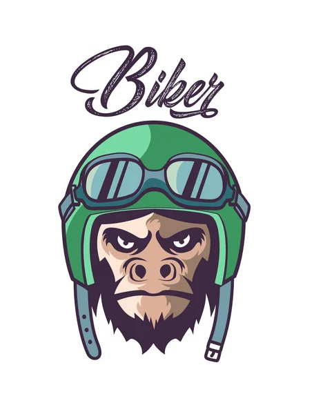 Motorista Macaco Logotipo Design Ilustração Vetorial — Vetor de Stock