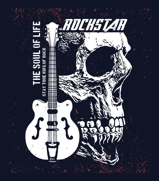 Rock Star Vintage Rock Roll Tipografico Shirt Tee Design Poster — Vettoriale Stock