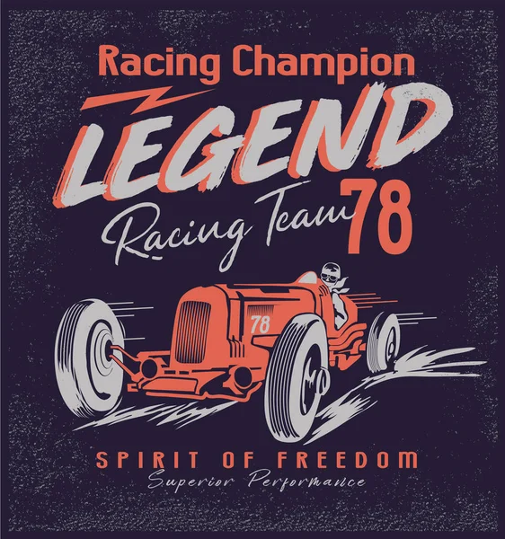 Vector Vintage Sport Racing Bil Shirt Graphics Vintage Typografi — Stock vektor