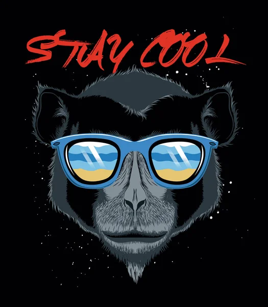 Cool Monkey Ilustracja Chłodnym Sloganem Dla Shirt Innych Zastosowań — Wektor stockowy
