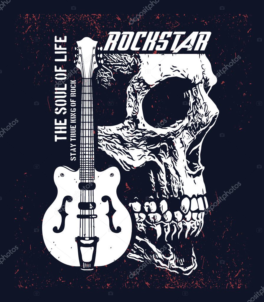 Rock Star vintage rock and roll typographic for t-shirt; tee design; poster