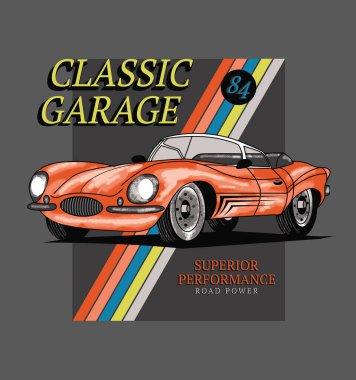 Klasik garaj. Retro poster. Vektör.