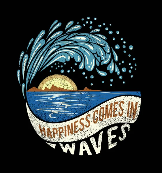 Surf Verano Camiseta Diseño Impresión Vector Ilustración — Archivo Imágenes Vectoriales