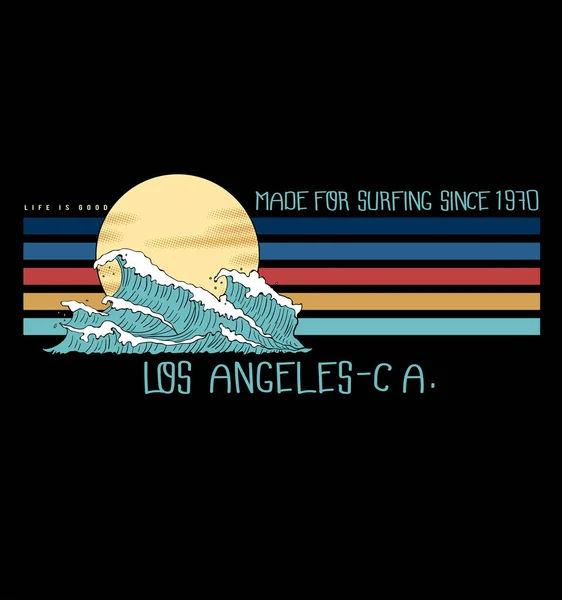 Surfing Καλοκαίρι Shirt Σχέδιο Εκτύπωσης Διάνυσμα Εικονογράφηση — Διανυσματικό Αρχείο