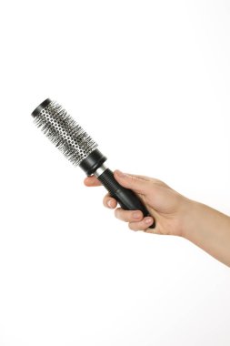 Beyaz izole saç tarak holding Kuaför eller