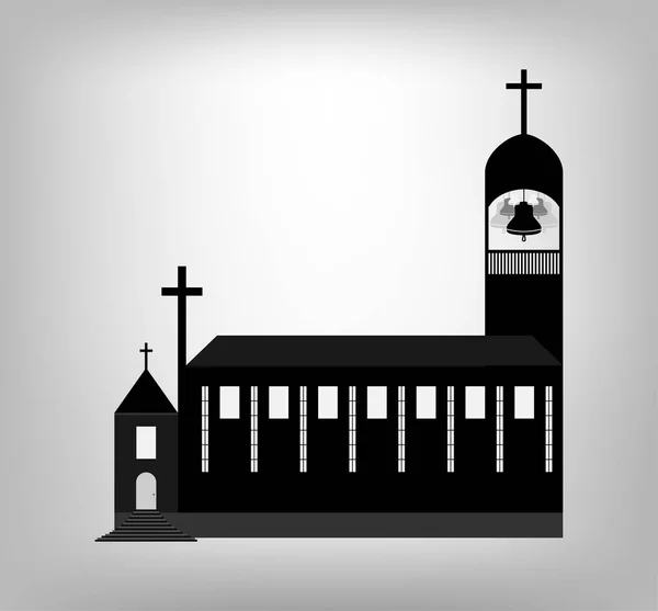 Roman catholic church with tower bell. Illustration eps 10.