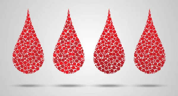 Conjunto de gotas de sangue feitas de círculos. Conceito do dia da hemofilia. Ilustração vetorial EPS 10 . — Vetor de Stock