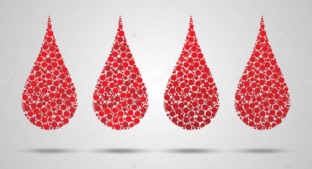 Set of blood Drops made of circles. Hemophilia day concept. Vector illustration EPS 10.
