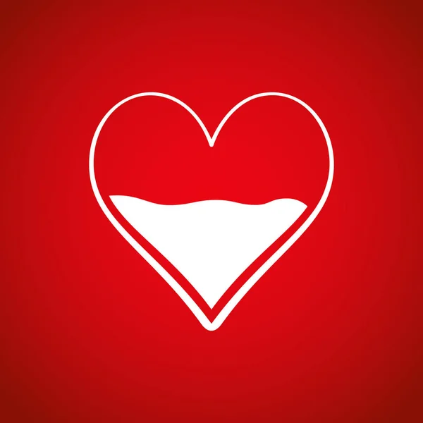 Corazón mitad del icono del vector sanguíneo. Símbolo médico. Signo de San Valentín, emblema aislado sobre fondo rojo, estilo plano para diseño gráfico y web, logotipo. EPS10 — Vector de stock