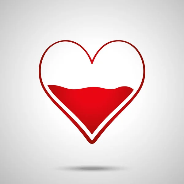 Corazón mitad del icono del vector sanguíneo. Símbolo médico. Signo de San Valentín, emblema aislado sobre fondo blanco, estilo plano para diseño gráfico y web, logotipo. EPS10 — Vector de stock