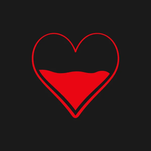 La moitié du coeur de l'icône du vecteur sanguin. Symbole médical. Panneau Saint-Valentin, emblème isolé sur fond noir, style plat pour graphisme et web design, logo. PSE10 — Image vectorielle