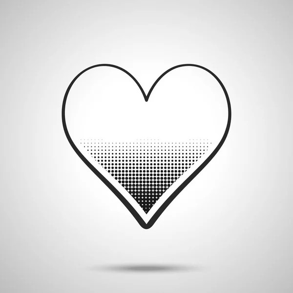 Dotted black Heart sign with halftone on on white backround. — Stock Vector