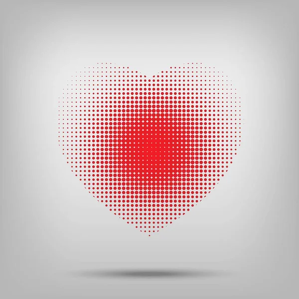 Sinal de coração pontilhado com meio-tom no fundo branco . — Vetor de Stock