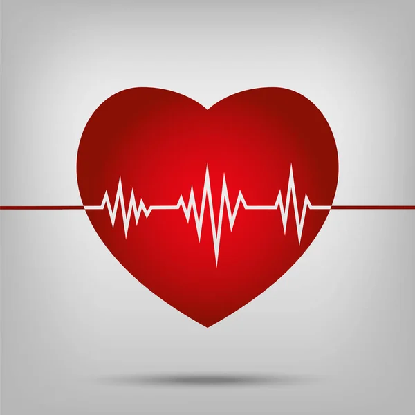 Heartbeat heart beat pulse flat icon for medical apps and websites — Stock Vector