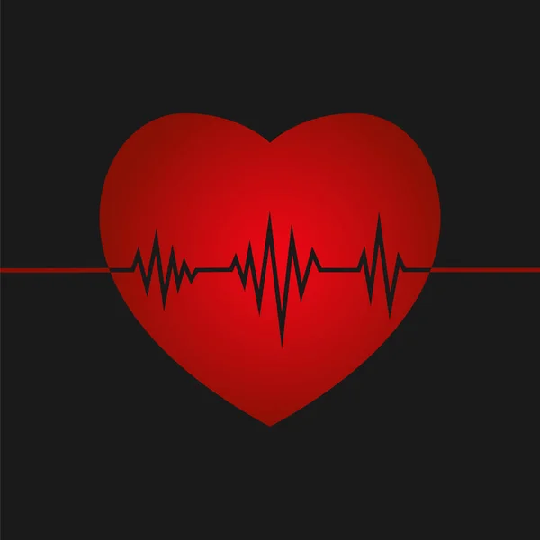 Línea de vida dentro de una forma de corazón.Ilustración vectorial EPS 10 . — Vector de stock