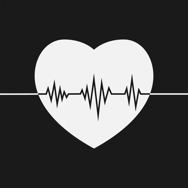 Pulso cardíaco latido del corazón icono plano para aplicaciones médicas y sitios web — Vector de stock