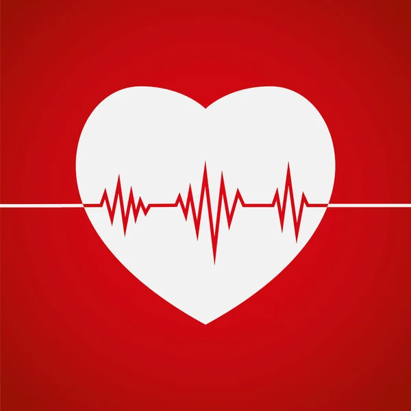 Heartbeat heart beat pulse flat icon for medical apps and websites — Stock Vector