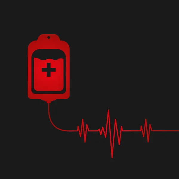 Bolsa de sangre con latidos cardíacos. Donar concepto. Ilustración vectorial EPS 10 . — Vector de stock