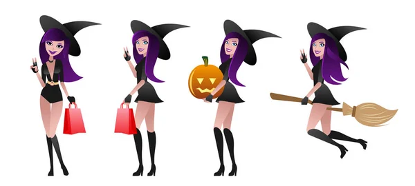 Verzameling van sexy heksen. Halloween verkoop concept. — Stockvector