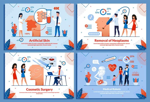 Juego de banners de cosmetología artificial de medicina inteligente — Vector de stock