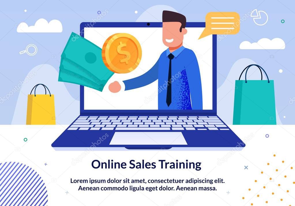 Online Sales Business Training Flat Vector Banner