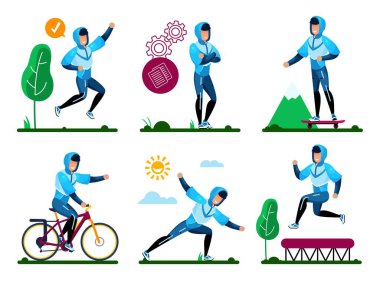 Yaz Eğlencesi ve Spor Vektörü Kavramları Ayarlandı