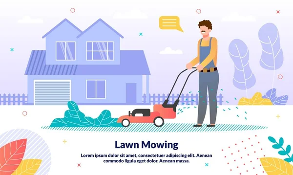 Commercial Lawn Moving Service Flat Vector Banner — Stock Vector