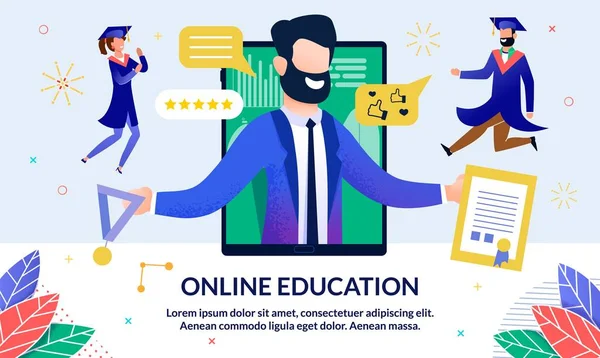 Онлайн-образование, современная профессия, мультфильм . — стоковый вектор